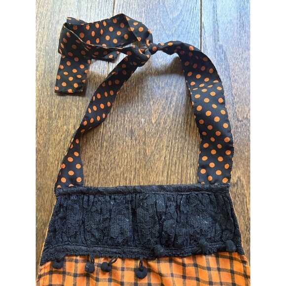Pier1 imports Halloween Apron Orange Black White Polka Dot Spider Lace One Size - Picture 4 of 7